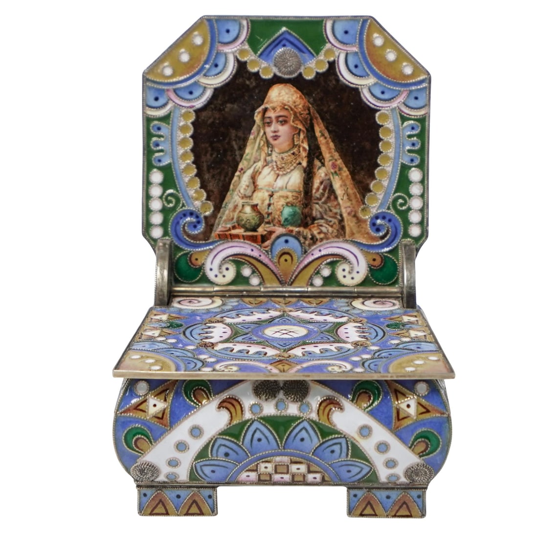Imperial Era Russian Silver and Enamel Salt Cellar Throne Box (1 of 10)