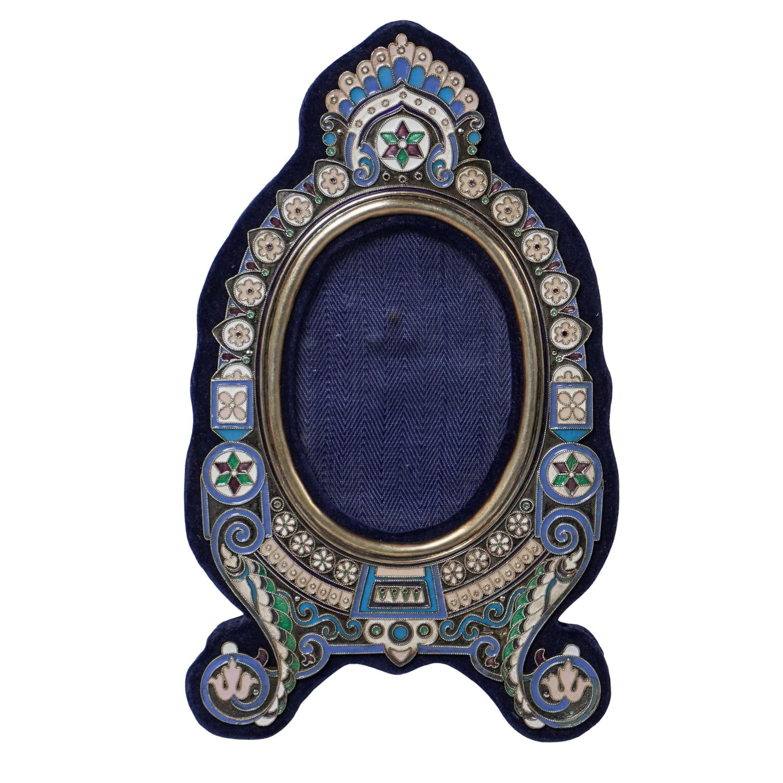 Russian Imperial Era Silver Cloisonne Enameled Picture Frame (1 of 6)