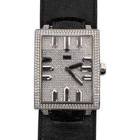 Jahan Booster Diamond Encrusted Watch with Custom Black Leather Band