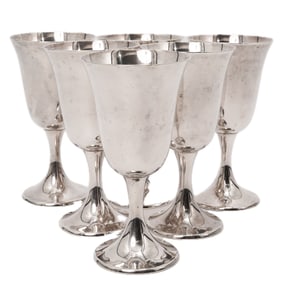 (6 Pc) Gorham Sterling Silver "Puritan" Goblets