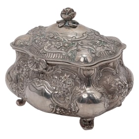 Antique German 800 Silver Floral Box