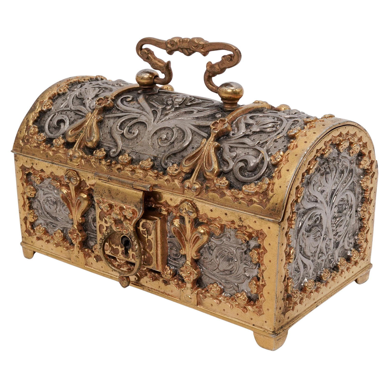 19th C. French Art Nouveau Gilt & Silvered Bronze Casket Box (1 of 12)