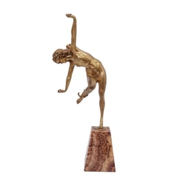 Claire Colinet (French, 1880-1950) "Snake Dancer" Bronze Sculpture