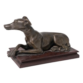 19th Cent. Bronze Whippet Hound Sculpture