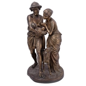 Auguste Joseph Peiffer (French, 1832-1886) "Family of Gardeners" Bronze Sculpture