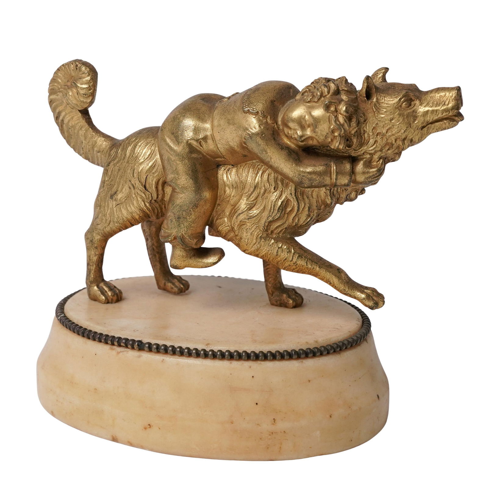 French After Joseph Victor Chemin Bronze Boy Sleeping on a Dog Statue (1 of 4)