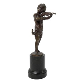 Franz Iffland (German, 1862–1935) Boy Playing Violin Bronze Sculpture