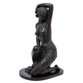 Emmanuel Villanis French (1858-1914) Art Nouveau Female Nude Kneeling Dancer