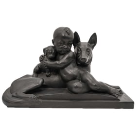 Raymond Raffour (French, 1901-1988) Patinated Terracotta Sculptural Group