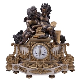 Lagarde à Paris Louis XVI-Style Gilt Bronze Figural Mantel Clock