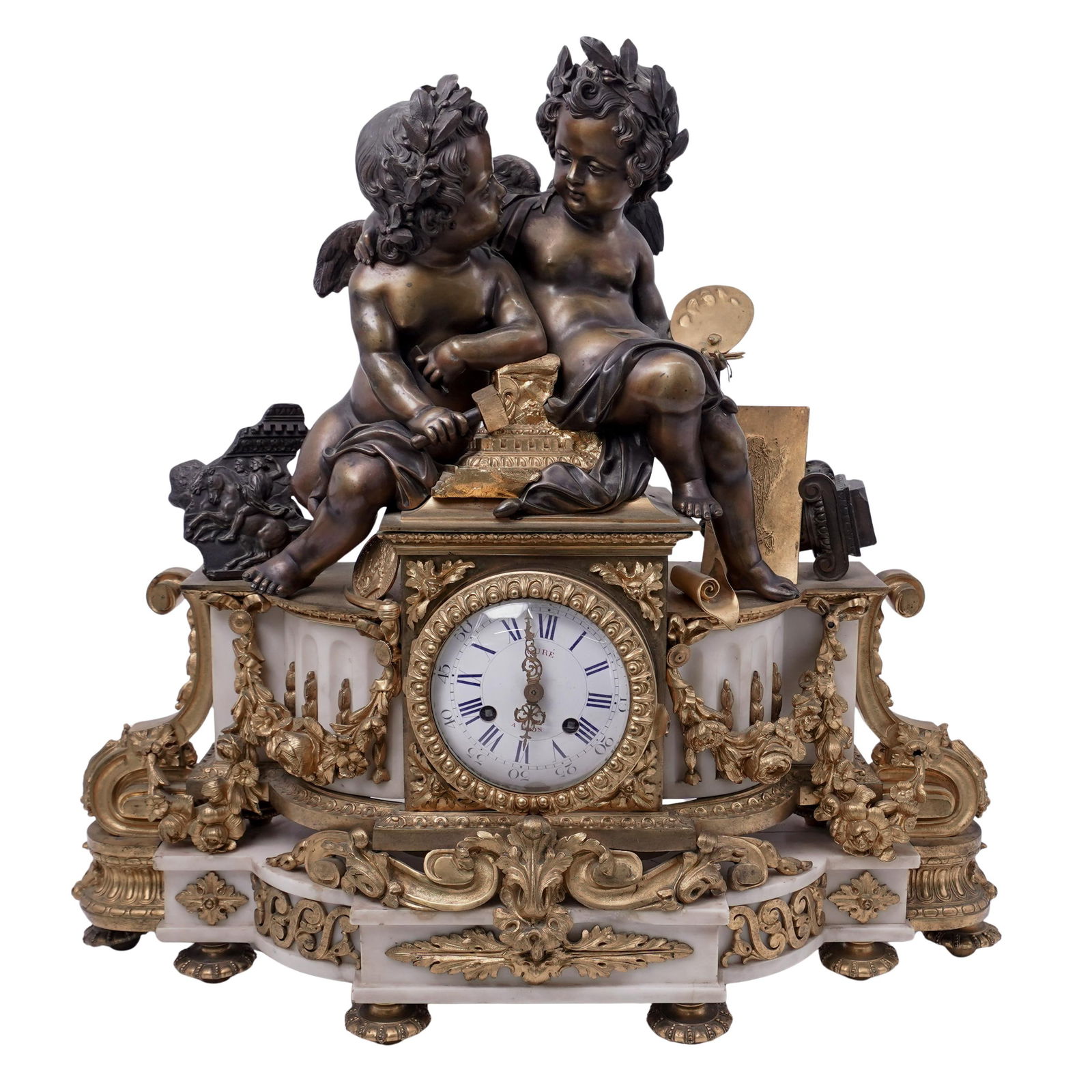 Lagarde à Paris Louis XVI-Style Gilt Bronze Figural Mantel Clock (1 of 17)