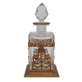 Antique French Ormolu Baccarat Crystal & Bronze Decanter