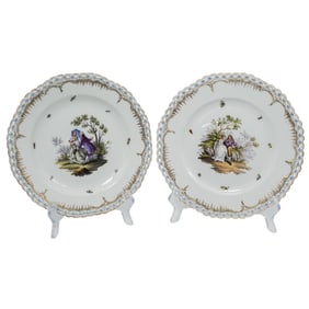 KPM Porcelain Hand Painted Reticulated Plates