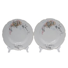 Pair of Russian Kuznetsov Porcelain Hand Painted Floral Plates