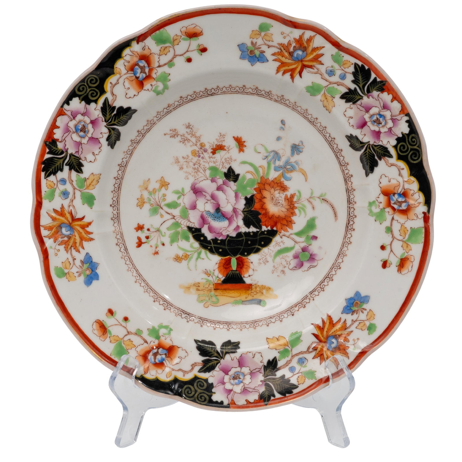 Russian Alexander I Chinoiserie Porcelain Plate: Russian Alexander I Chinoiserie Porcelain Plate 20th century, Russia Russian porcelain plate featuring hand-painted Chinoiserie floral designs. Marked on bottom with Alexander I cipher used by the Imp