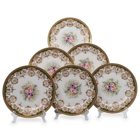 (6 pcs) French Jean Pouyat, John Wanamaker Limoges Porcelain Floral Plates