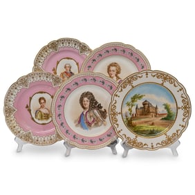 (5 Pc) Antique Sevres France Cabinet Porcelain plates