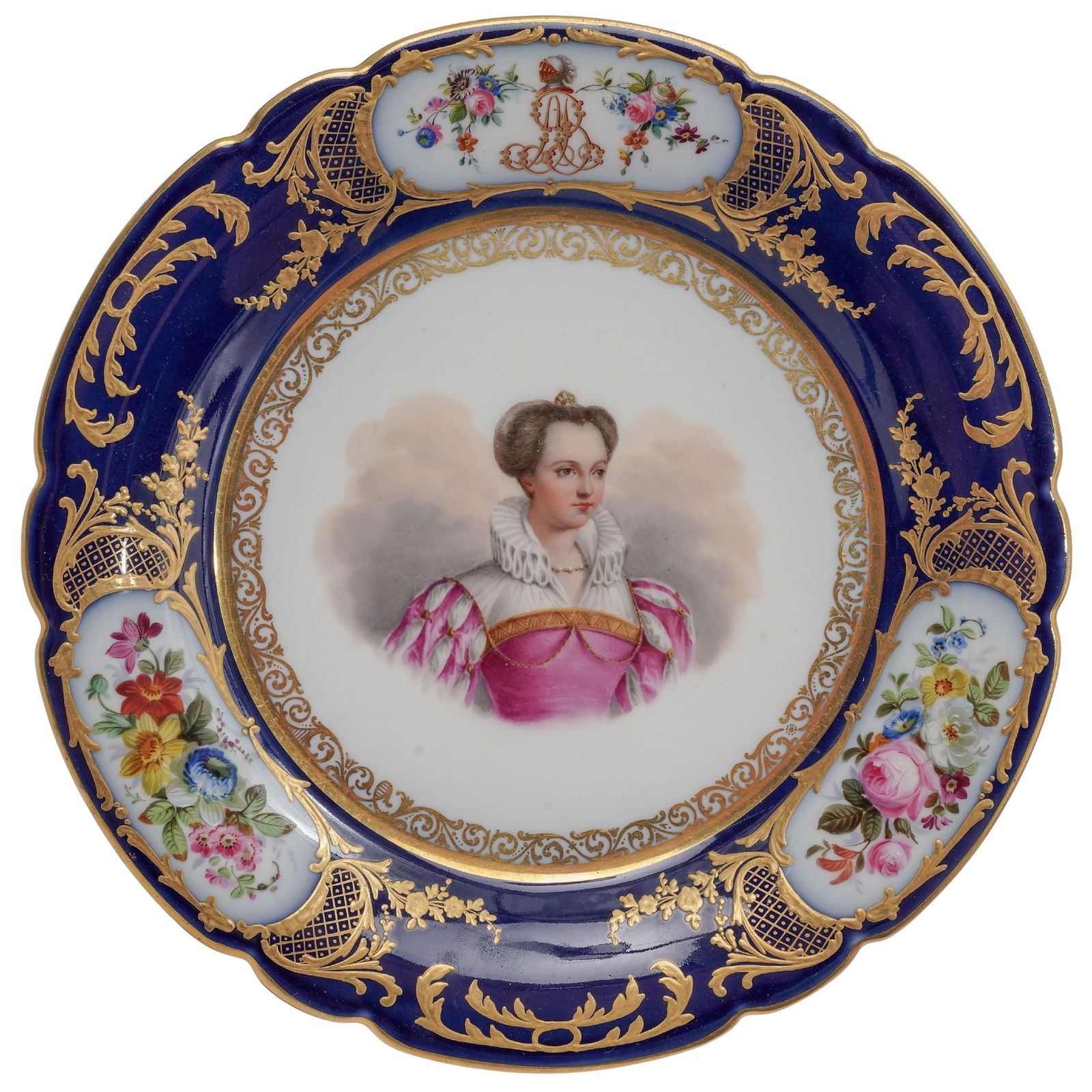 Signed Antique French Porcelain Cobalt Blue Compote (1 of 8)