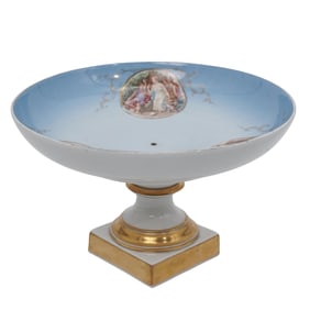 Antique Large KPM German Neoclassical Pedestal Porcelain Bowl