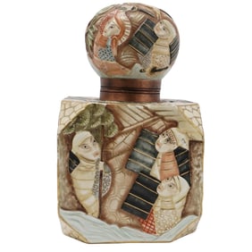 Antique Satsuma Japanese Porcelain inkwell