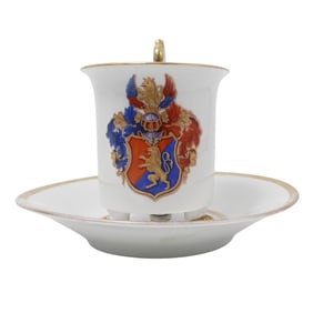 KPM Antique Gilded Porcelain Cup and Saucer