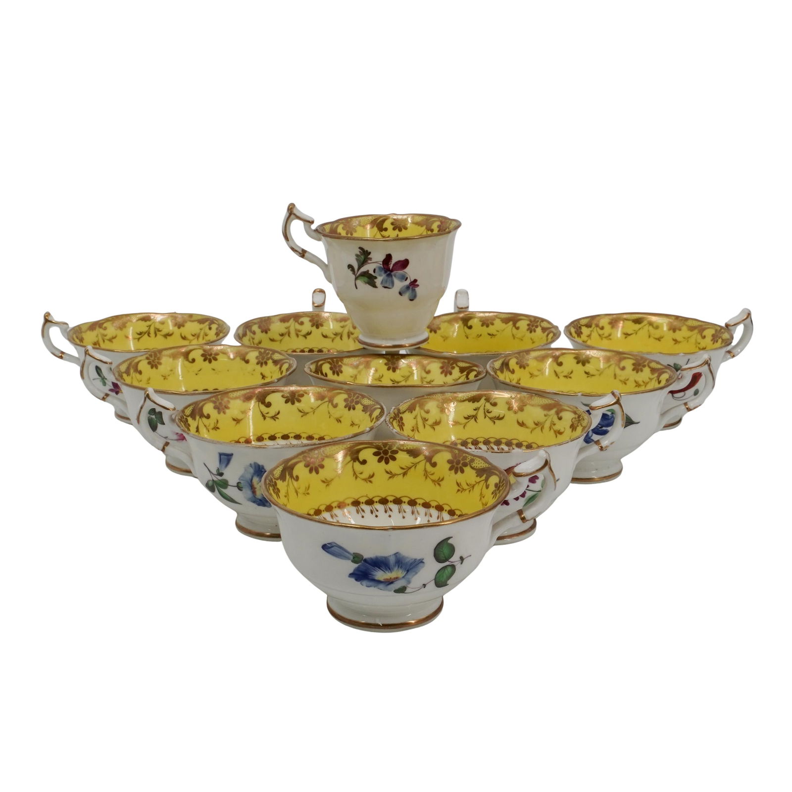 (11 pcs) Gilt Floral Hand Painted Porcelain Teacups (1 of 10)