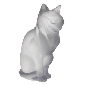 Lalique Crystal "Chat Assis" Cat Figurine