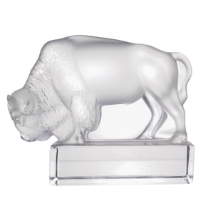 Lalique Crystal Bison Figurine