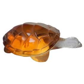 Lalique Amber Crystal Caroline Turtle Figurine