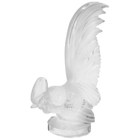 Lalique "Coq Nain" Rooster Mascot Hood Ornament