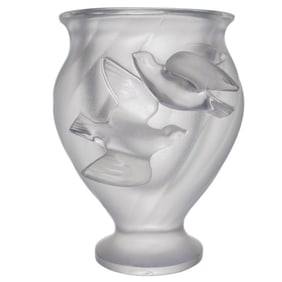 Lalique Crystal "Rosine" Dove Vase