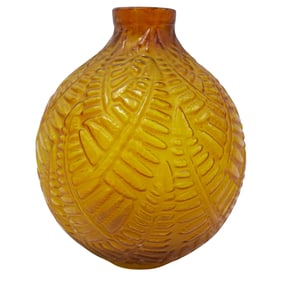Rene Lalique Style Amber Glass Vase