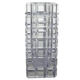 Heavy Modernist Cut Crystal Vase