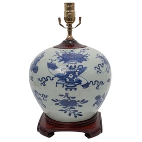 Chinese Blue and White Porcelain Converted Table Lamp