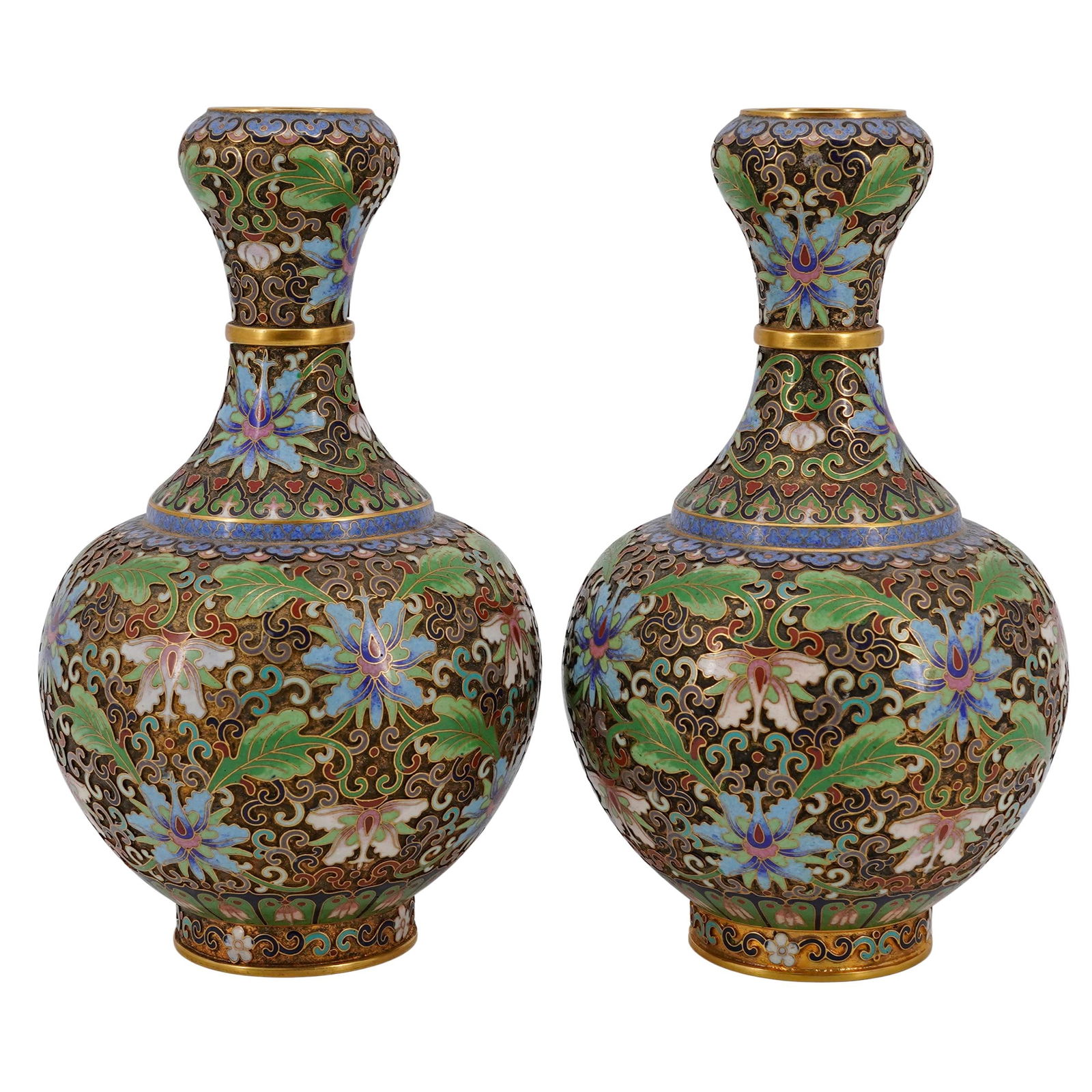 Pair of Chinese Cloisonne Enamel Vases (1 of 7)