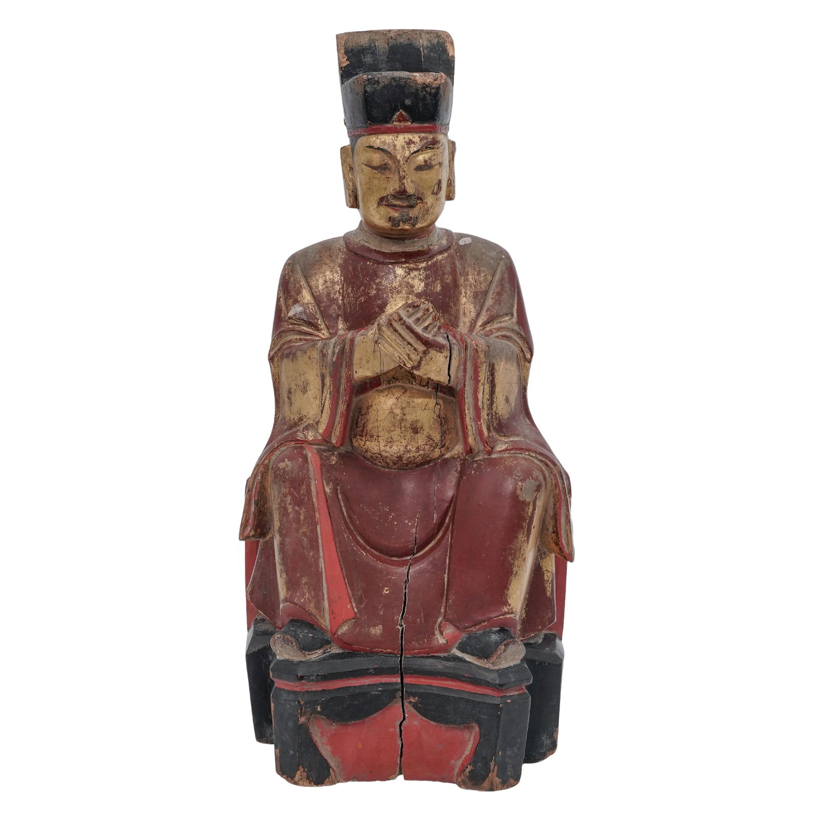 Antique Chinese Polychrome Lacquered Wooden Ancestral Figure (1 of 7)