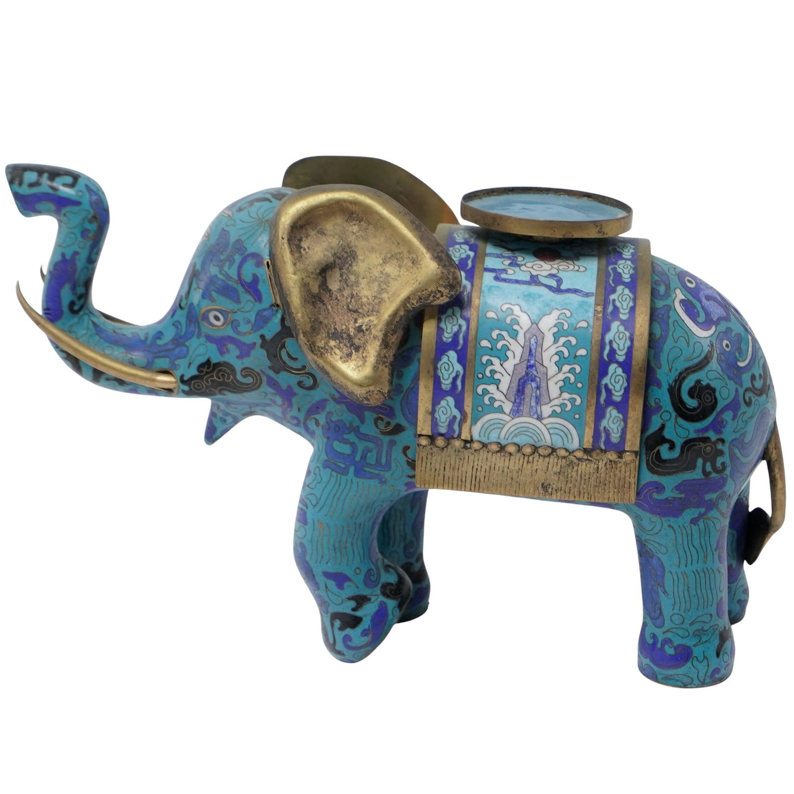 Chinese Cloisonné Enamel Elephant Candle holder Sculpture. (1 of 6)