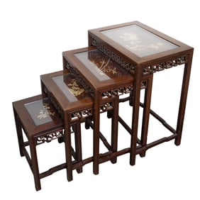 (4 pcs) Chinese Mother of Pearl Inlay Nesting Tables