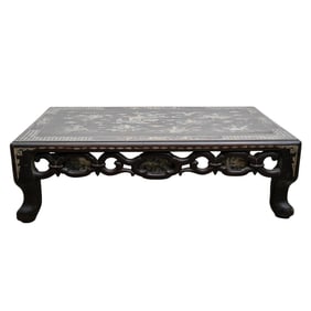 Chinese Mother of Pearl Inlay Carved Low Table