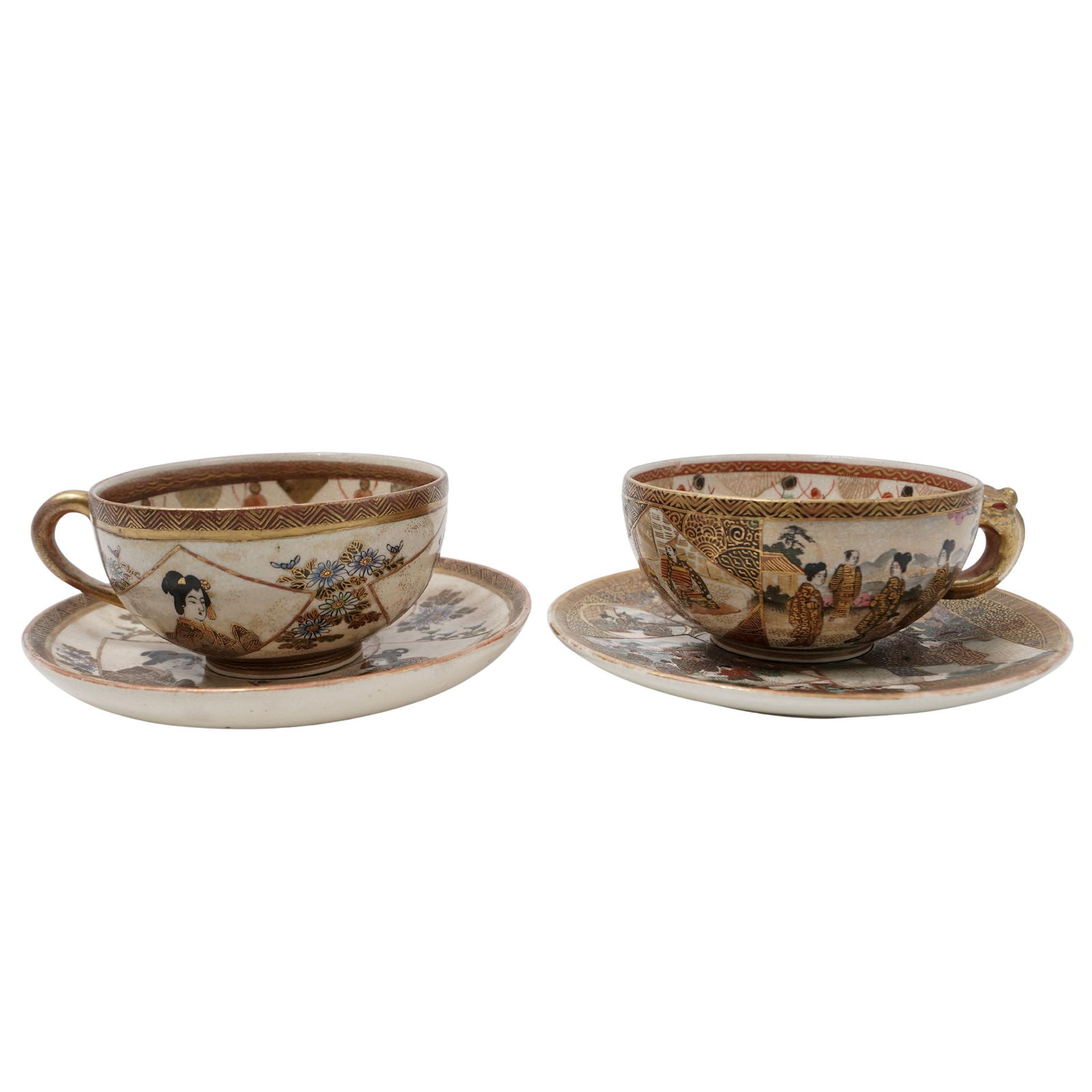 (2 Pc) Satsuma Porcelain Teacup and Saucers (1 of 9)