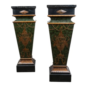 Pair of Maitland Smith Lacquered Wooden Pedestals