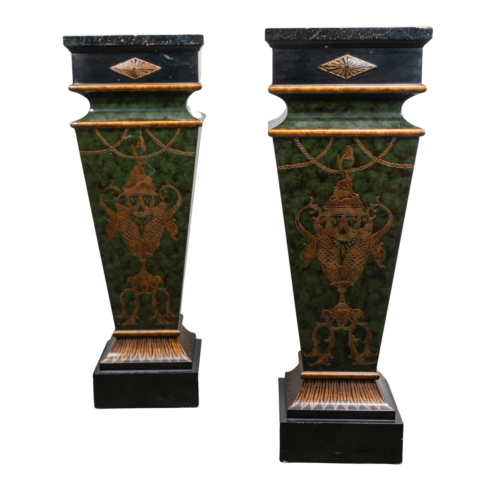 Pair of Maitland Smith Lacquered Wooden Pedestals (1 of 9)