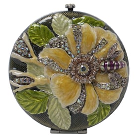 Hand Signed Jay Strongwater Bejeweled & Enamel Compact