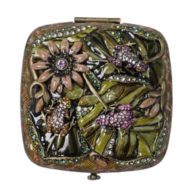 Hand Signed Jay Strongwater Jeweled & Enamel Compact