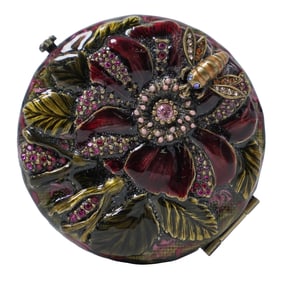 Hand Signed Jay Strongwater Jeweled & Enamel Compact