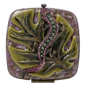 Hand Signed Jay Strongwater Jeweled & Enamel Salamander Compact