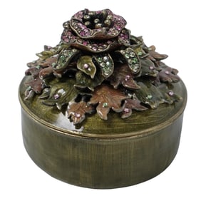 Hand Signed Jay Strongwater Enamel Floral Vanity Box