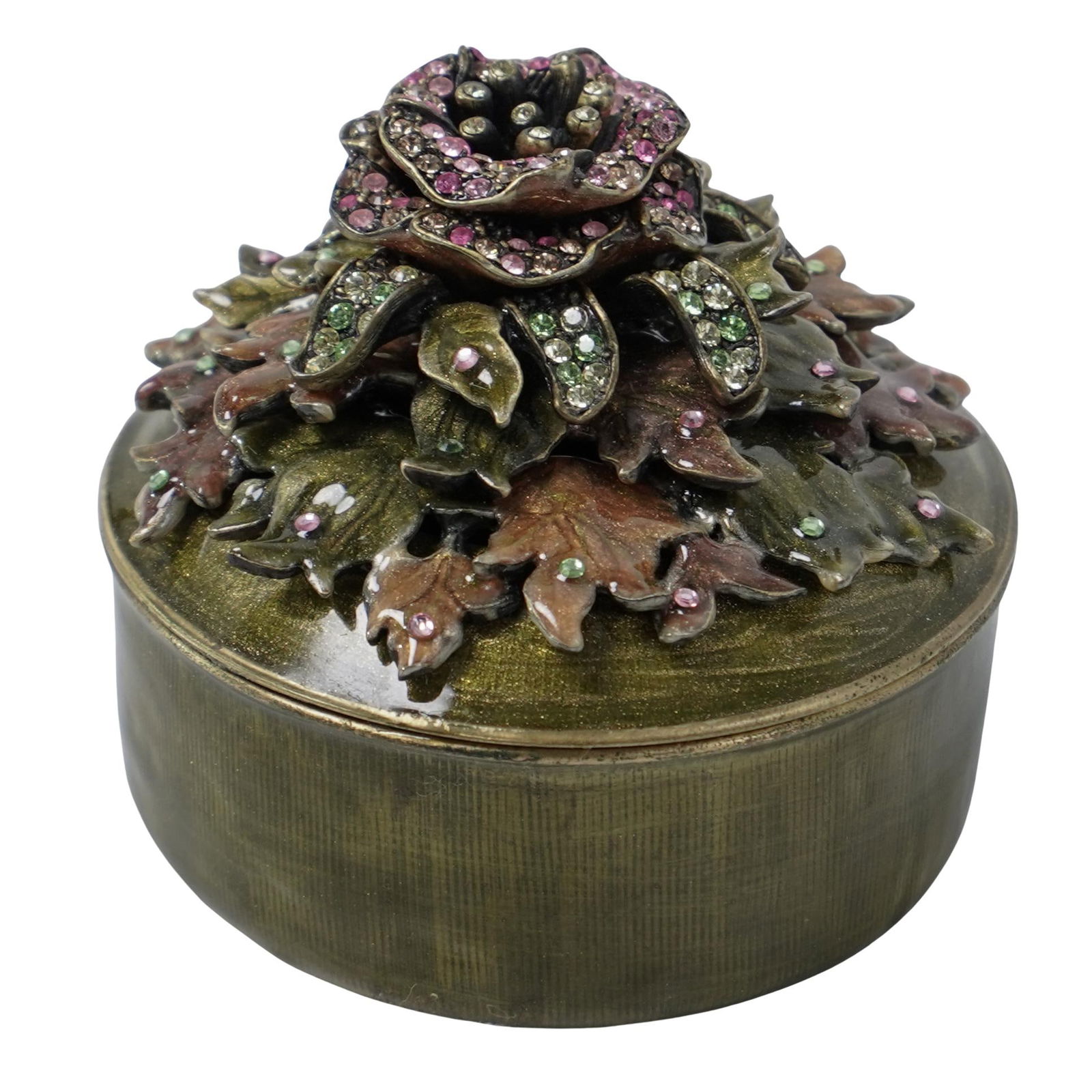 Hand Signed Jay Strongwater Enamel Floral Vanity Box (1 of 8)