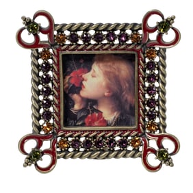 Hand Signed Anniversary Jay Strongwater Enamel Picture Frame with COA and Box