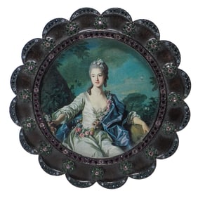 Jay Strongwater Enamel and Jeweled Portrait Vanity Box